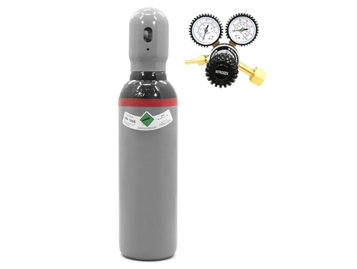 Stickstoff Wasserstoff Gasflasche 5 Liter NH5 (95/5) + Druckminderer 200 bar (Set) - Formiergas Gefüllt & Neu für Klimaanlage Lecksuche - Dichtheitsprüfung Lecksuchgas Zylinder - Bestschweissen.de