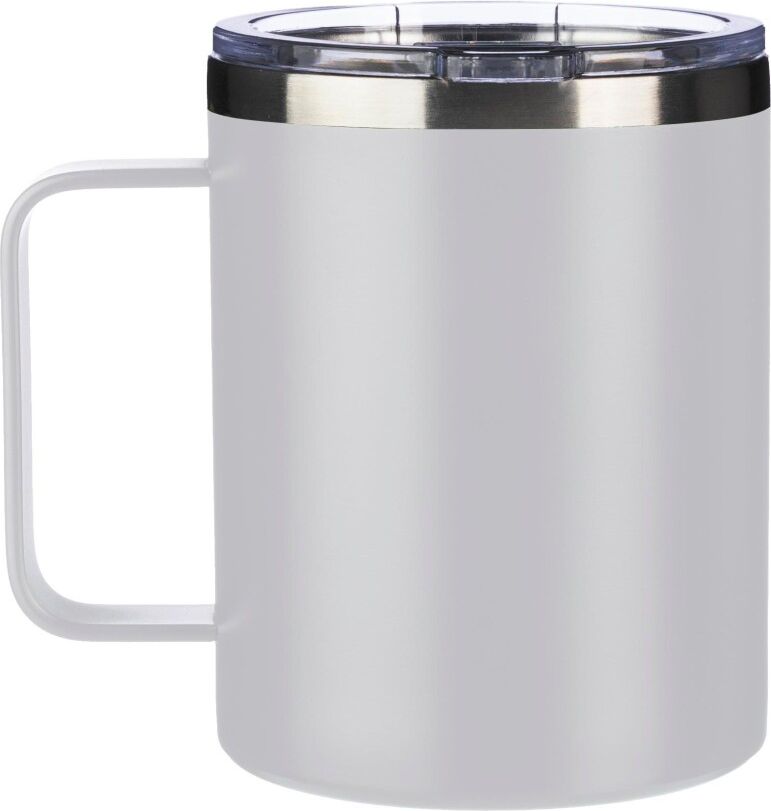 Mug double paroi incassable en acier inoxydable personnalisé - Renate blanc