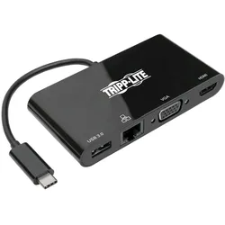 Eaton USB-C Multiport Adapter - 4K HDMI VGA USB-A GbE HDCP Black (USB-C, 1 Port), Dockingstation + USB Hub, Schwarz