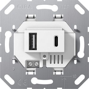 Gira Steckdose 234900, Unterputz, weiß, mit USB-A und USB-C