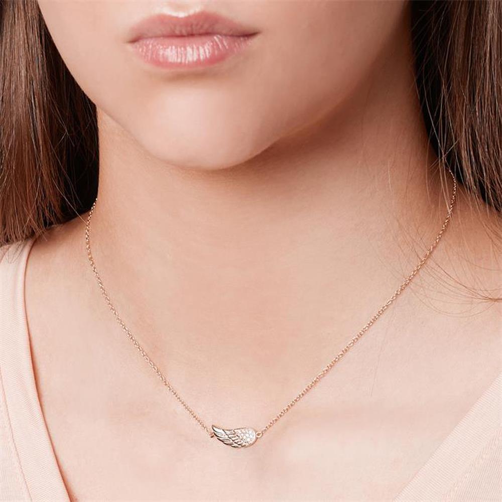 Unique Kette Flügel-Anhänger Silber vergoldet Zirkonia gold