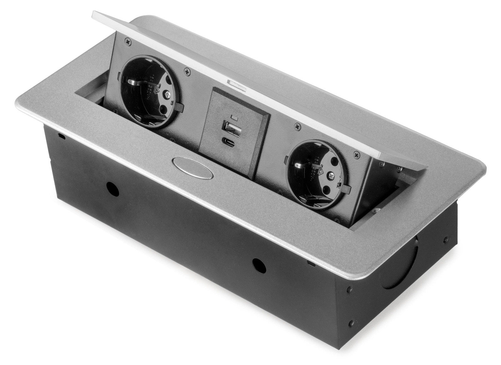 Emuca Multipresa Atom 26 Lite stopcontactenpaneel voor één bureau met aluminiumlegering en staal