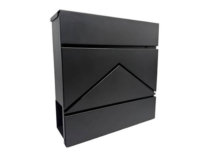 Relaxdays Boîte aux Lettres avec casier à journaux\, HxLxP 37x37x11 cm\, DIN C4\, étanche\, 4 clés\, Noir