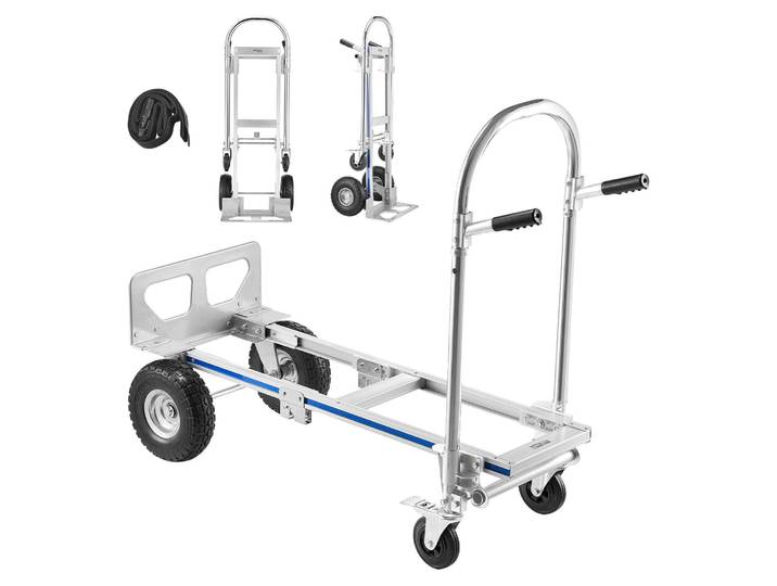 Diable 2 en 1 VEVOR 454 kg\, chariot de transport à 4 roues\, chariot à plate-forme convertible avec poignée antidérapante\, chariot à main portable\, chariot de transport\, chariot pour déménagements\, bureau\, entrepôt\, supermarché