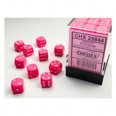 Chessex Würfel - 12mm - Opaque Pink/white (Würfelset 36 x W6) 292681