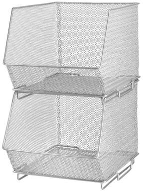 ybmhome Mesh Stacking Bin Silver Storage Containers Pantry Organizers Great
