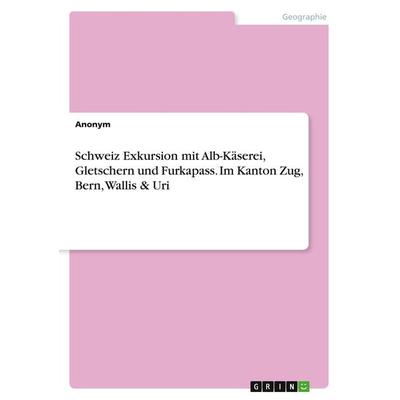Schweiz Exkursion mit Alb-Käserei, Gletschern und Furkapass. Im Kanton Zug, Bern, Wallis & Uri, Taschenbuch von Anonym, GRIN, 978-3-346-68231-4