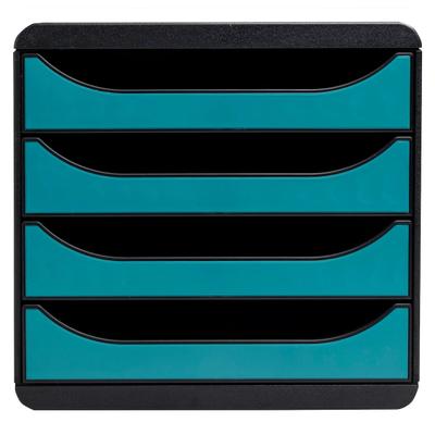 Exacompta 31034D Big Box, Schubladenbox mit 4 Schubladen, Skandi - Blau