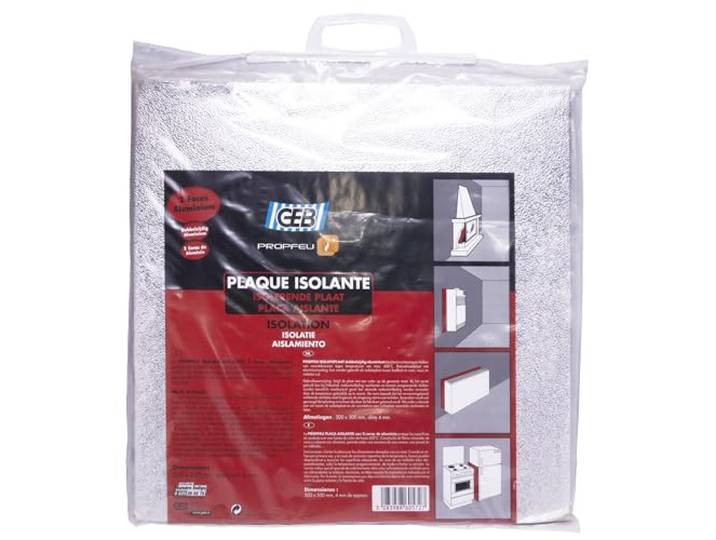 GEB Plaque isolante 2 faces aluminium pour isolation thermique et protection au feu - 600°C - 4mm épaisseur - 500x500 mm