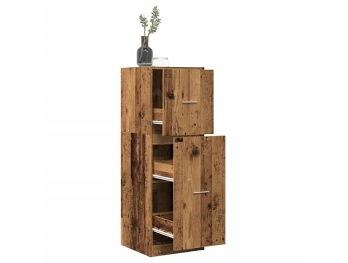KGHFDVB Apothekerschrank Altholz-Optik 40x41x118 cm Holzwerkstoff Metallschienen, Griffe, Vielseitig für Küche, Wohnzimmer, Büro