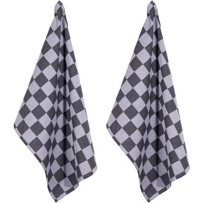 Geschirrtuch PAD "CHESS", grau (dakr grau), B:50cm H:1cm L:70cm, 100% Baumwolle, Geschirrtücher, Geschirrtuch, 100% Baumwolle, 50x70 cm, modernes Karo Design