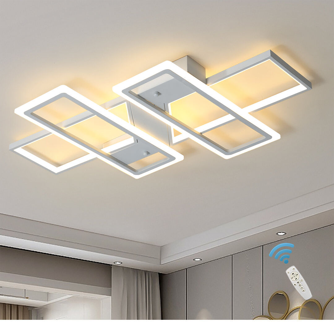 Blue Elephant Arlyn 4 -Light 90cm LED Flush Mount White 6cm H X 90cm W X 60cm D