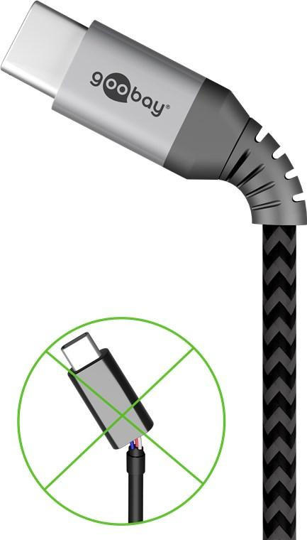 Goobay USB-C naar USB-C textielkabel met metalen connectoren, 1 meter
