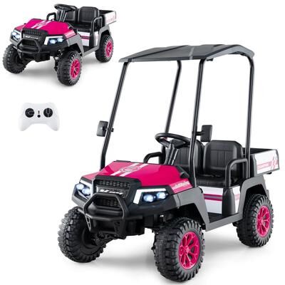 24V Kids Golf Cart 4WD Ride on Car w/ Sun Shade & Remote Control