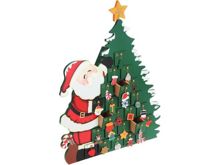 Spielwerk® Calendrier de l'Avent en Bois Réutilisable 'Père Noël' Avec 24 boîtiers tiroirs individuels à remplir de chocolats\, Déco de Noël Intérieure\, Déco Sapin\, Idée Cadeau
