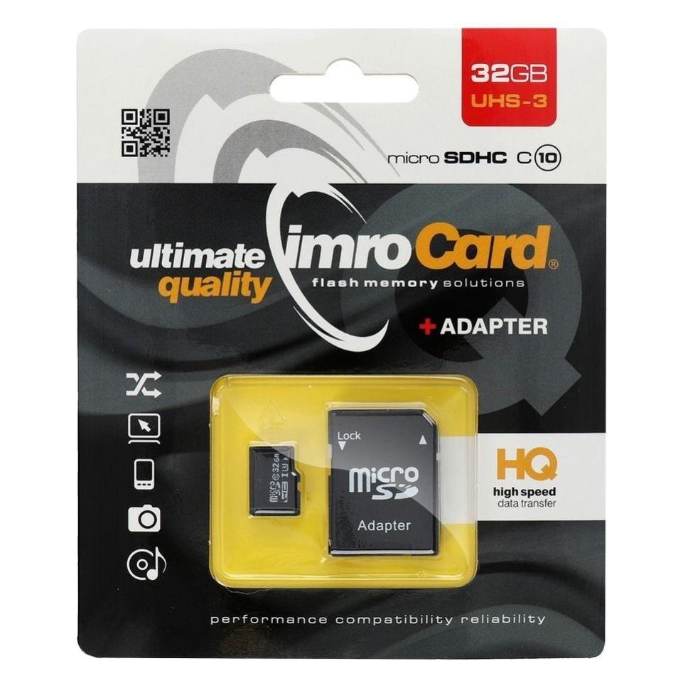 IMRO MicroSD10 / 32G UHS-3 ADP-Speicherkartensatz (32 GB, Klasse U3, Adapter, Speicherkarte) (32 GB, microSDHC, U3, UHS-III) (MicroSD10/32G UHS-3 ADP)