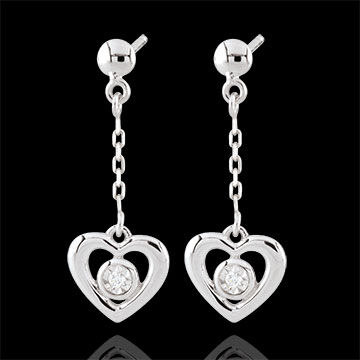 Edenly Ohrringe Pendelndes Herz -WeiÃŸgold
