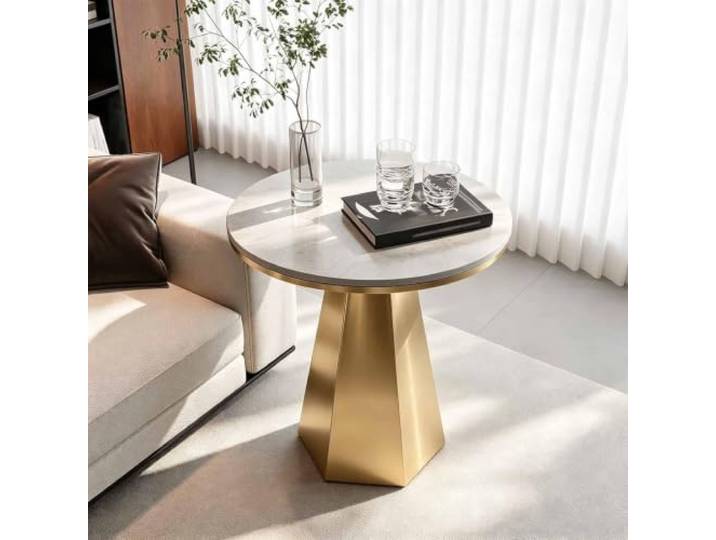 KAFHGEIN Moderner Runder Beistelltisch für Sofa und Wohnbereich Vielseitiger Beistelltisch mit dekorativem Runddesign für Getränke, Pflanzen und Wohnaccessoires