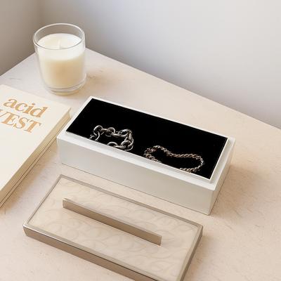 Sagebrook Home "Decorative Wood and Resin Boxes with Removable Lid - 14"", White - 14.25"""