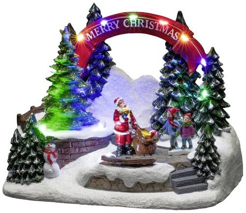 Konstsmide 4244-000 LED-Fensterbild Weihnachtsmann mit Kind Mehrfarbig LED Bunt mit Schalter, mit Musik