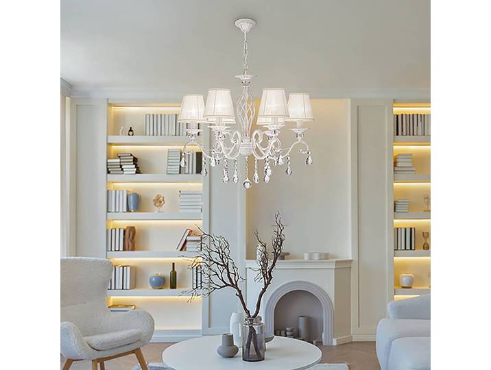 Lustre Grace - Type A Ø 63cm Blanc 6 Tissu mélangé E14
