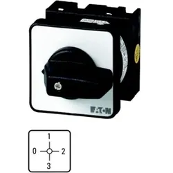 Eaton 012833 Stufenschalter, T0, 20 A, Einbau, 3 Baueinheit(en), Kontakte: 6, 90 °, rastend, mit 0-Stellung, 0-3, Abwicklungs Nr. 15053 T0-3-15053/E