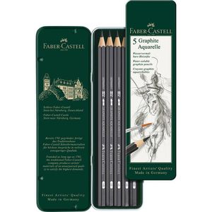 Faber-Castell Graphitstifte 117805 Aquarelle, wasservermalbare Bleistifte, 5 Stück