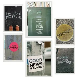 POSTER Set Mit 6 Inspirierende Straßensätze Urban Art A3 & A4 Weißer Rahmen