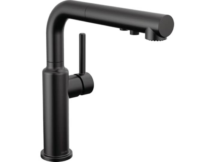 Delta Wasserhahn Daneri Ausziehbare Küchenarmatur, Schwarz Küchenarmaturen mit herausziehbarem Sprüher, Küchenspüle Wasserhahn, Wasserhahn für Küchenspüle mit Magnetdock, Mattschwarz 16879-BL-DST