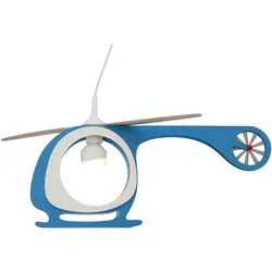 Pendelleuchte Hubschrauber Holz blau  weiß   , mehrfarbig , Maße (cm): B: 60 H: 25