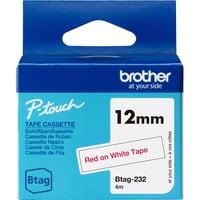 Schriftband Btag-232 12mm, rot auf weiß, nicht laminiert