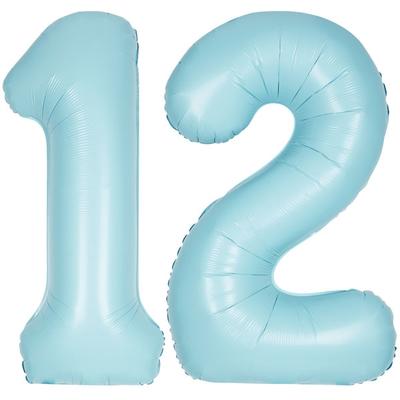 XL Folienballon hellblau Zahl 12