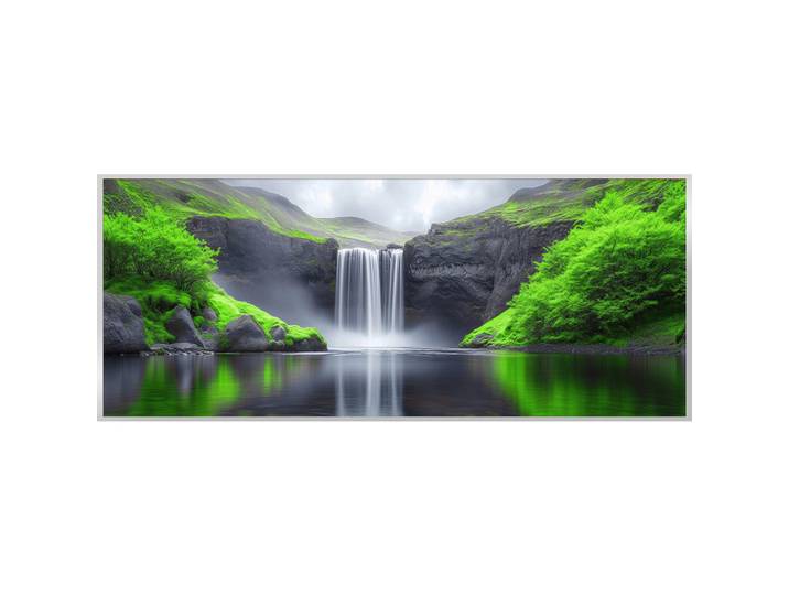 Metallbild Impressive Waterfall II, Mehrfarbig, Metall, Landschaft \u0026 Natur, quadratisch, 50x120x4 cm, gerahmt, Bilder & Rahmen, Bilder, Holz & Metallbilder