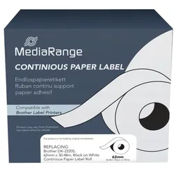 MediaRange Endlospapierrolle für Etikettendrucker 62,0 mm x 30,48 m weiß