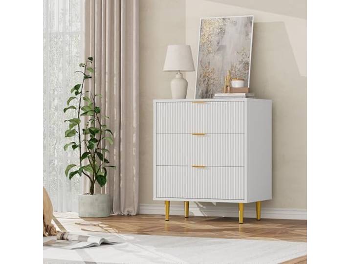 Garvee Kommode mit 3 Schubladen 60×40×75cm - Kommodenschrank Kommode Sideboard schmal Modern, Schubladenkommode Schränkchen für Wohnzimmer Schlafzimmer Kinderzimmer
