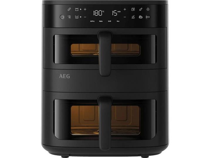 AEG HEIßLUFTFRITTEUSE, Schwarz, Kunststoff, 7,0 + 4,0 L, 30x41x32 cm, Betriebsanzeige, Timer, Heißlufttechnologie, Einsatz/Korb spülmaschinengeeignet, Touchscreen, Küchengeräte, Heißluftfritteusen