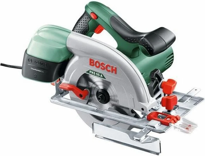 BOSCH Elektrische Kreissäge PKS 55 A, CleanSystem Box, 2 Sägeblätter 160 mm 0.603.501.002