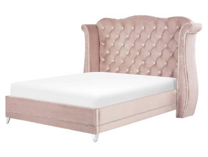 Lit double 180 x 200 cm rose pastel AYETTE