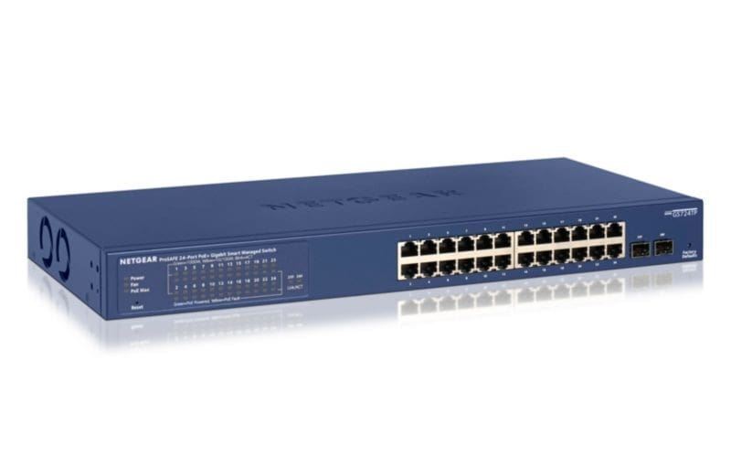 NETGEAR PoE Switch 24 Port (GS724TP V3), Gigabit PoE+ Smart Managed Switch 19 Zoll, 24x PoE+ 190W, 2X 1G-SFP, Desktop oder Rack-Montage GS724TP-300EUS