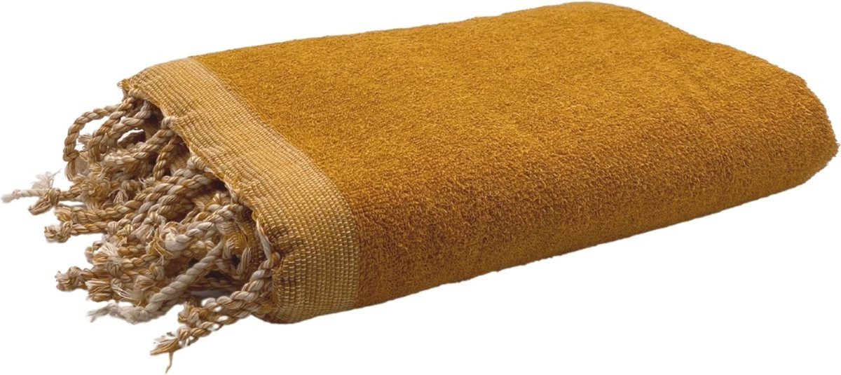 Foutas Strandlaken Hamamdoek Jaune Motarde Mosterdgeel B: 200 cm, D: 100 cm