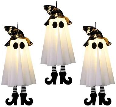 Uplifted Goods Halloween LED Light Up Witch Ghost Hanging Decoration 3pcs
