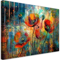 LEINWANDBILD Abstrakte Blumen Mohnblumen 120x80cm