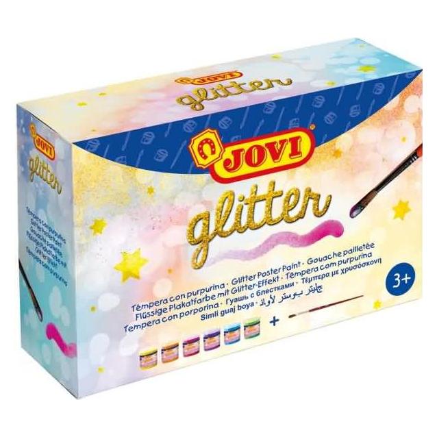 Jovi Plakatfarbe Glitter Tempera Set VE=6 Dosen a 55ml + Pinsel (55 ml) (42827866)