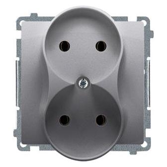 Kontakt Simon Simon Basic Doppelsteckdose ohne Erdung 16A Edelstahl (BMG2M.01 (WMUW-00200M-J011)