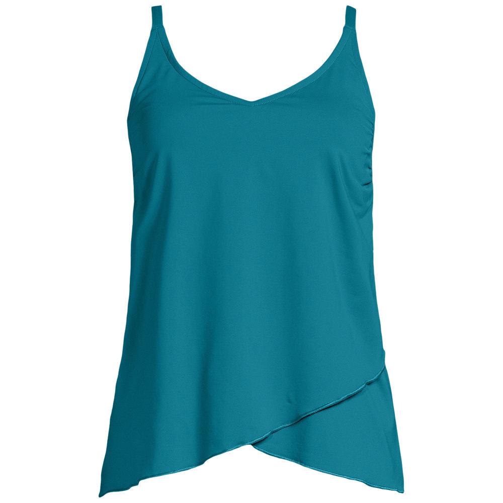 Tankinitop mit Tulpensaum chlorresistent für Damen, Damen, size: regular, Blau, Nylon-Mischung, by Lands' End