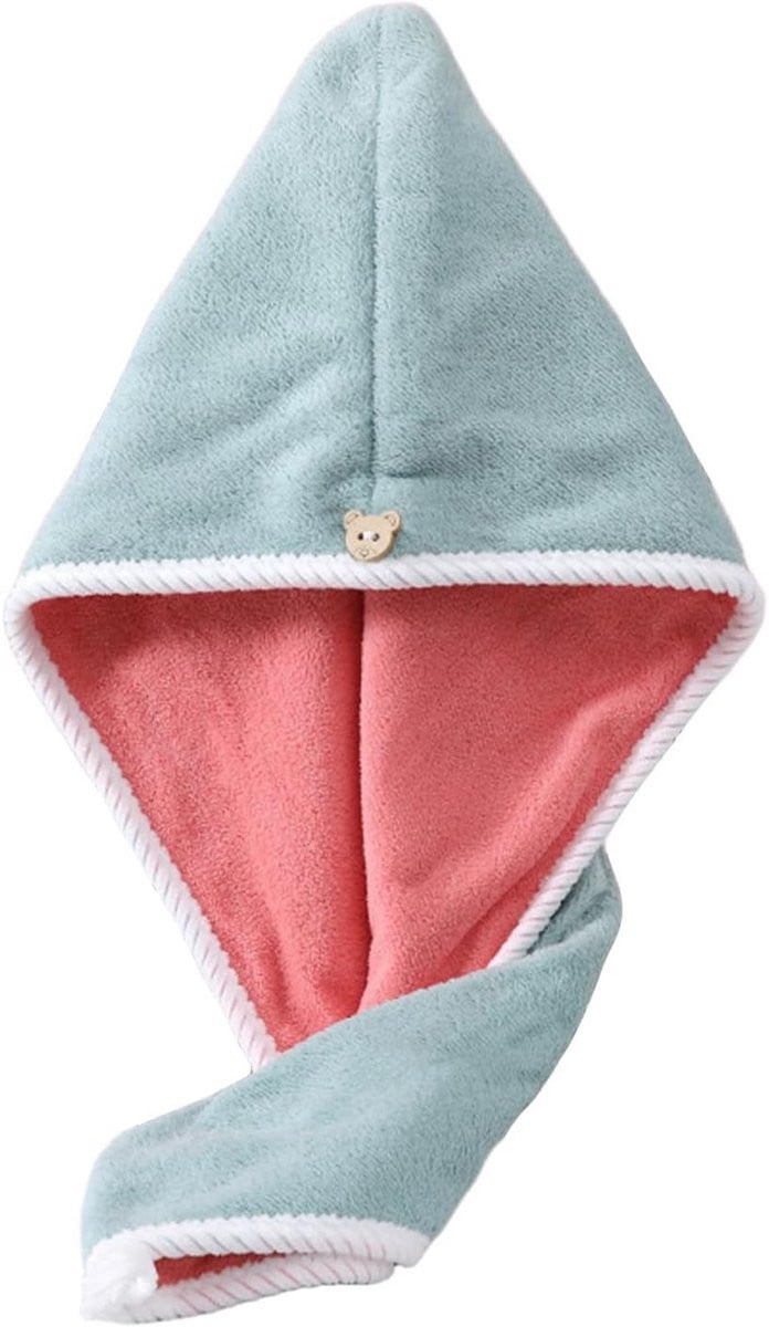 Set van 2 Dubbellaagse Superabsorberende Microvezel Haarhanddoeken met Knopen voor volwassenen