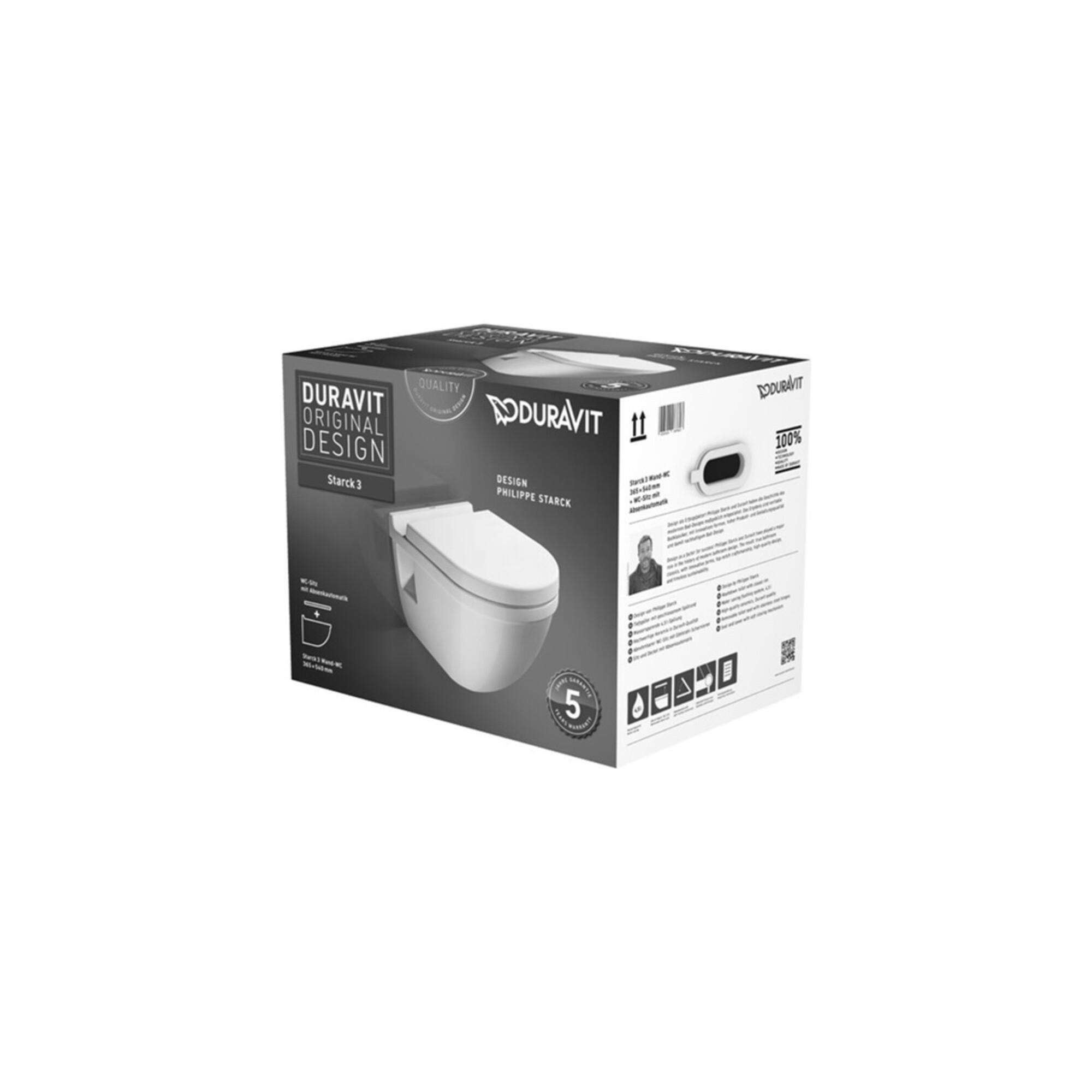 Duravit Wand-WC, Tiefspüler-Set Starck 3 mit WC-Sitz, weiß (42000900A1)