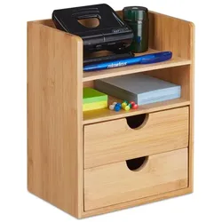 Relaxdays Schreibtisch Organizer aus Bambus Hellbraun