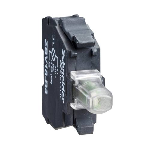 Schneider Electric ZBV18M1 Lampenfassung mit weißem LED-Modul, 230V, f. Frontelem. Ø22, m. Schraubanschluss Kleinverteilerzubehör