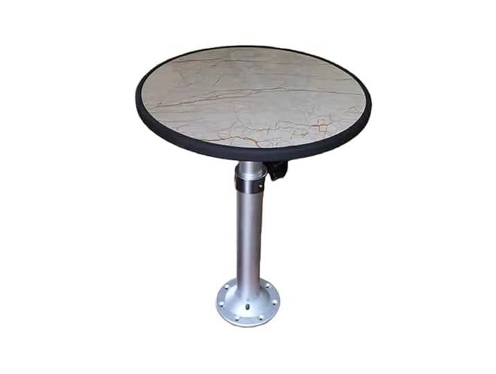 Teleskopischer Wohnmobil-Esstisch mit verstellbarer Höhe und robuster Stütze for Wohnmobil, Wohnmobil, Boot(White,45x45cm)